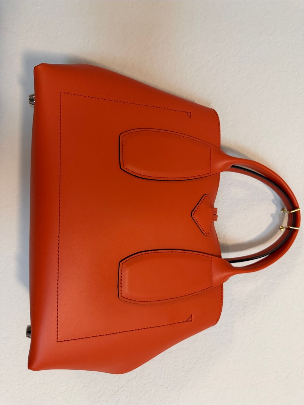 Longchamp Orange Leather Satchel with Silver Hardware - Picture 8 of 9